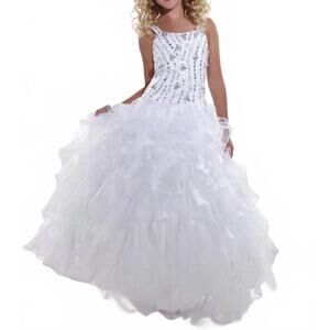 NEW TIFFANY PRINCESS girls dropped waist dress in white